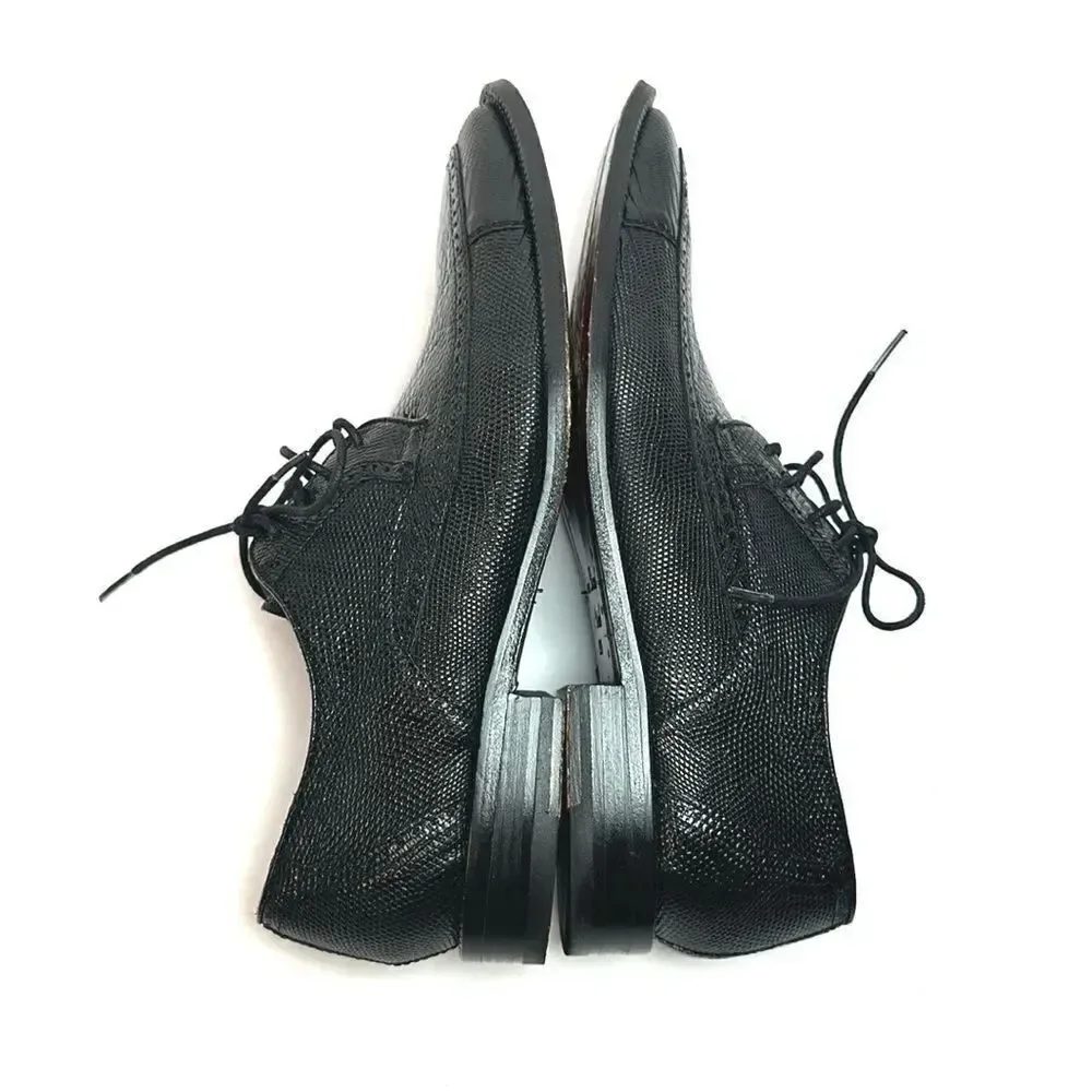 David X Genuine Lizard and Ostrich Men's Dress Shoes Black Size 9.5